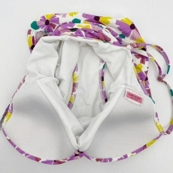 Kate Spade White Twist Front Wallflower Padded Adjustable Small One Piece Suit - Picture 6 of 7